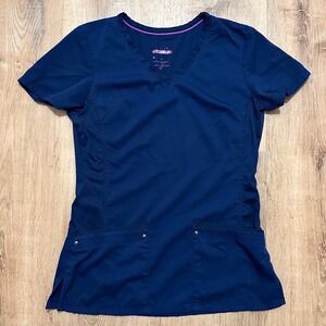 PURPLE‎ LABEL x HEALING HANDS | Women's Navy Blue V Short Sleeve Scrub Top, XS